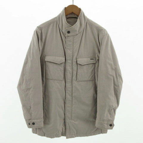 【中古】クロコダイル CROCODILE ジャケット スタンドカラー 中綿入り コットン混 ベルト グレー M メンズ 【ベクトル 古着】 220124