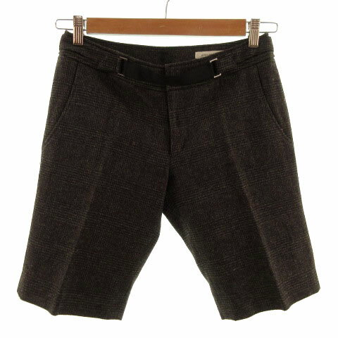 Wool - 【中古】グリーンレーベルリラクシング ユナイテッドアローズ green label relaxing パンツ ハーフパンツ ショートパンツ ラメ ウール混 グレンチェック ブラウン 茶 グレー ブラック 黒 40 レディース 【ベクトル 古着】 220629