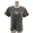 【中古】ウィッテム HUITIEME 8e Tシャツ 半袖 ラインストーン ロゴプリント グレー M レディース 【ベクトル 古着】 220816