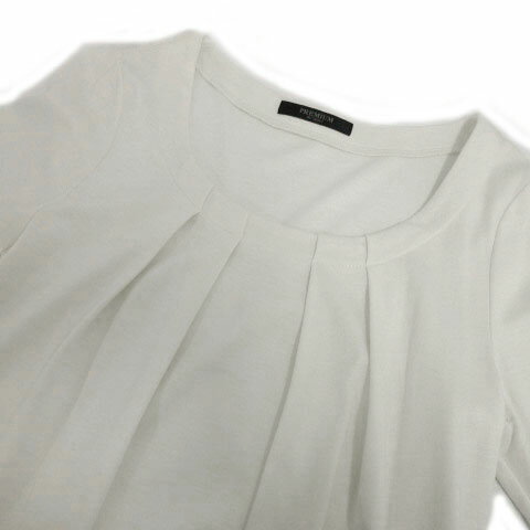 【中古】プレミアム バイ ビッキー PREMIUM BY VICKY ワンピース 七分袖 ひざ丈 切替え ドッキング ホワイト 白 ブルー 青 2 レディース 【ベクトル 古着】 220204