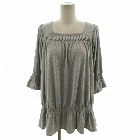 【中古】ミッシェルクラン MICHEL KLEIN チュニック スクエアネック 裾フレア グレー 38 レディース 【ベクトル 古着】 220214