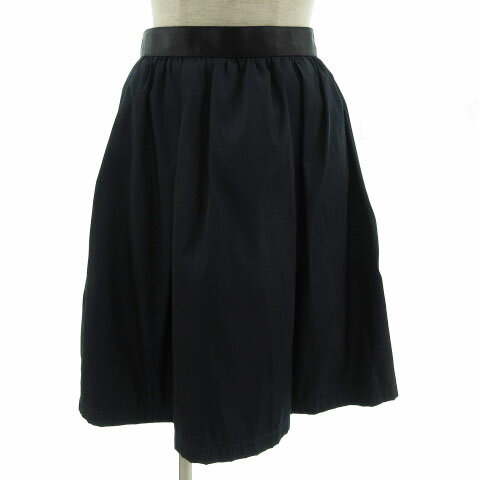 【中古】アバハウス ABAHOUSE ECRY スカート フレア ひざ丈 ネイビー 紺 36 レディース 【ベクトル 古着】 220209