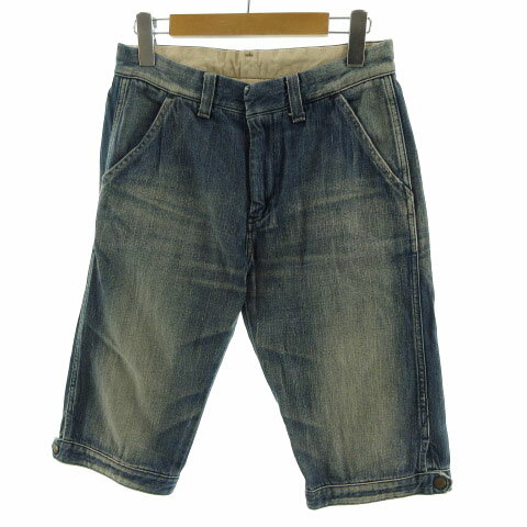 【中古】リー LEE パンツ デニム ハーフパンツ ジップフライ インディゴ ブルー S メンズ 【ベクトル 古着】 220221