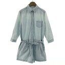 【中古】シップス SHIPS オールインワン 七分袖 ショートパンツ ダンガリー ブリーチ加工 ブルー 青 M レディース 【ベクトル 古着】 221021