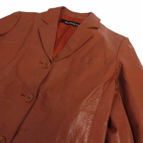 【中古】アズノウアズ as know as ジャケット レザー 豚革 テーラードカラー アウター ブラウン系 赤茶 レンガ色 レディース 【ベクトル 古着】 220414