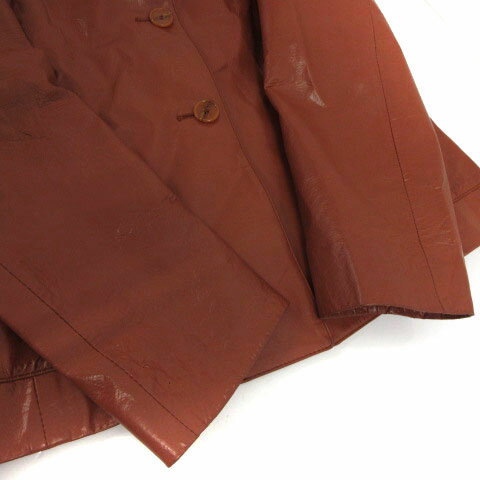 【中古】アズノウアズ as know as ジャケット レザー 豚革 テーラードカラー アウター ブラウン系 赤茶 レンガ色 レディース 【ベクトル 古着】 220414