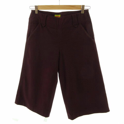 【中古】ホコモモラ JOCOMOMOLA パンツ クロップド ウール混 ステッチ パープル系 あずき色系 42 レデ..