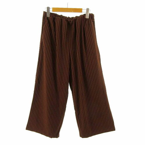 Rakuten - 【中古】アーバンリサーチ URBAN RESEARCH パンツ ワイドパンツ ウエストゴム ストライプ ブラウン 茶 ホワイト 白 Free レディース 【ベクトル 古着】 220425