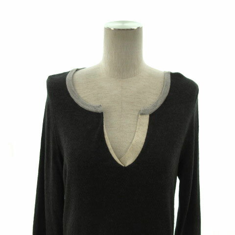 【中古】トミーバハマ Tommy Bahama チュニック ニット 長袖 切替え ウール混 グレー M レディース 【ベクトル 古着】 220425