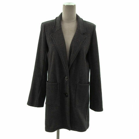 【中古】ベアトリス BEATRICE コート チェスターコート シングル 2B 裏起毛 バーズアイ柄 グレー ネイビー 紺 38 レディース 【ベクトル 古着】 220425