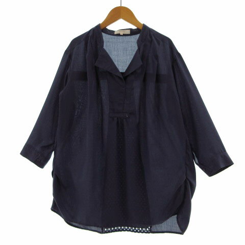 【中古】グローブ grove チュニック カットソー ヘンリーネック オープンカラー 長袖 シンプル ブルー 青 M レディース 【ベクトル 古着】 220912