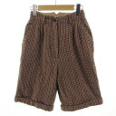 【中古】マックレガー マクレガー McGREGOR パンツ ハーフパンツ ハイウエスト 裾ダブル ウール 千鳥格子 レッド 赤 ブラウン 茶 63-90 レディース 【ベクトル 古着】 221009(4)