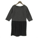 【中古】ユナイテッドアローズ A DAY IN THE LIFE UNITED ARROWS ワンピース 七分袖 ミディ丈 ドッキング 切替え 総柄 ブラック 黒 オフ白 グレー レディース 【ベクトル 古着】 221018(4)
