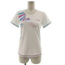 【中古】リーボック Reebok Tシャツ 半袖 スポーツウェア ロゴプリント 総柄 ホワイト 白 ブルー 青 ピンクパープル S レディース 【ベクトル 古着...