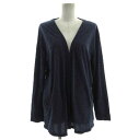 【中古】アズールバイマウジー AZUL by moussy カーディガン ニット トッパーカーディガン 長袖 羽織り リネン混 ミックス糸 ネイビー 紺 ホワイ...