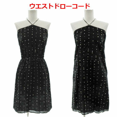 【中古】トッカ TOCCA ホルターネック刺繍ドットワンピース OPTE-CM-3125 ウエストドローコード ひざ丈 コットン ブラック 黒 ホワイト 白 4 レディース 【ベクトル 古着】 260215