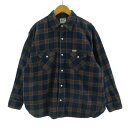 【中古】ラングラー WRANGLER ショコラフィネローブ chocol raffine robe シャツ ネルシャツ 長袖 ボックスシルエット コットン チェック ブルー 青 オレンジ ブラウン 茶 F レディース 【ベクトル 古着】 230325(4)
