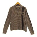 【中古】ヒールクリーク Heal Creek ポロシャツ カットソー ハイネック 長袖 ロゴ ハーフジップ 日本製 コットン ボーダー ブラウン 茶 52 メンズ 【ベクトル 古着】 230808(4)