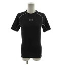 【中古】アンダーアーマー UNDER ARMOUR Tシャツ コンプレッションウエア HEATGEAR 半袖 ロゴプリント ブラック 黒 グレー M レディース...