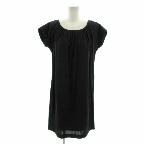 【中古】クードシャンス CdeC COUP DE CHANCE ワンピース フォーマル 半袖 ギャザー ミディ丈 日本製 ブラック 黒 36 レディース 【ベクトル 古着】 221220