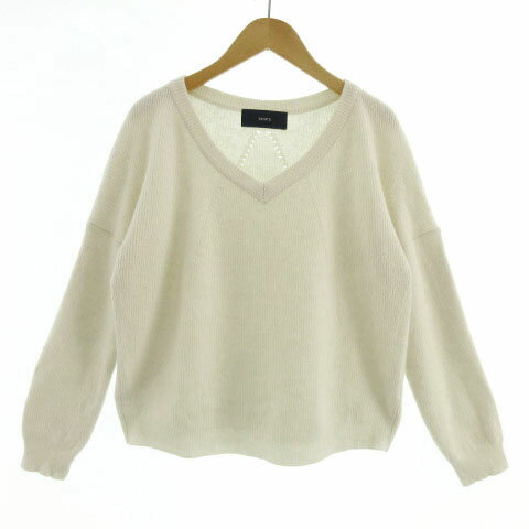 V-Neck - 【中古】シップス SHIPS ニット セーター Vネック 長袖 ウール混 アイボリー レディース 【ベクトル 古着】 230210