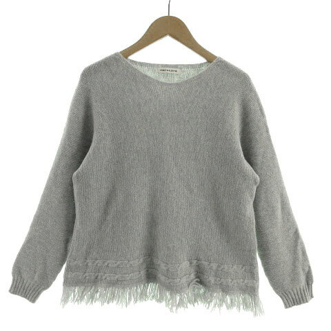 Three-Quarter Knit - 【中古】フレディ&グロスター FREDY&GLOSTER ニット セーター 長袖 フリンジ ウール 日本製 グレー 38 レディース 【ベクトル 古着】 230216