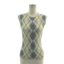 【中古】プリングル Pringle ベスト ニット プルオーバー ウール アーガイル ブルー系 青系 アイボリー グレー ネイビー 紺 レディース 【ベクトル ...