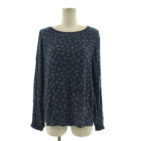 コントワーデコトニエ COMPTOIR DES COTONNIERS カットソー 丸首 長袖 レオパード ヒョウ柄 ブルー 青 グレー 9 レディース  230321