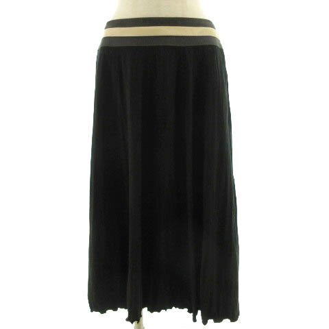 【中古】シップス SHIPS スカート フレア ミディ丈 日本製 ブラック 黒 グレー ベージュ L レディース 【ベクトル 古着】 230404