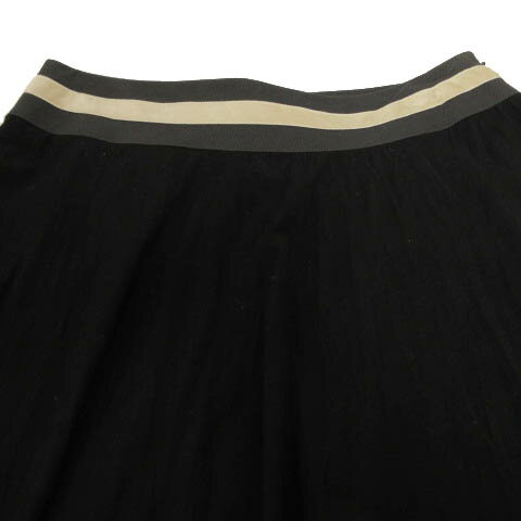【中古】シップス SHIPS スカート フレア ミディ丈 日本製 ブラック 黒 グレー ベージュ L レディース 【ベクトル 古着】 230404