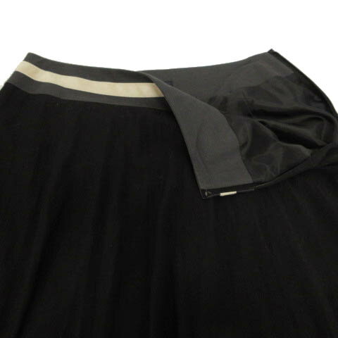【中古】シップス SHIPS スカート フレア ミディ丈 日本製 ブラック 黒 グレー ベージュ L レディース 【ベクトル 古着】 230404