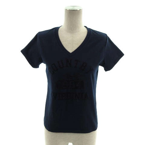 Rakuten - 【中古】ラウンジドレス ガリャルダガランテ Loungedress GALLARDAGALANTE Tシャツ Vネック 半袖 フロッキー ネイビー 紺 ブラック 黒 レディース 【ベクトル 古着】 230419