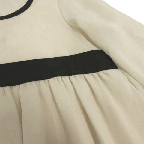 【中古】マーキュリーデュオ MERCURYDUO チュニック 長袖 シースルースリーブ ギャザー 裾ティアード ベージュ ブラック 黒 F レディース 【ベクトル 古着】 230512