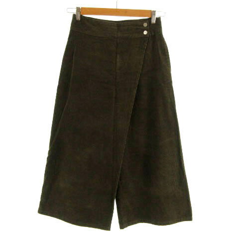 【中古】ザラ ベーシック ZARA BASIC パンツ ワイドパンツ ラップ コーデュロイ ブラウン系 茶系 36 レディース 【ベクトル 古着】 230509
