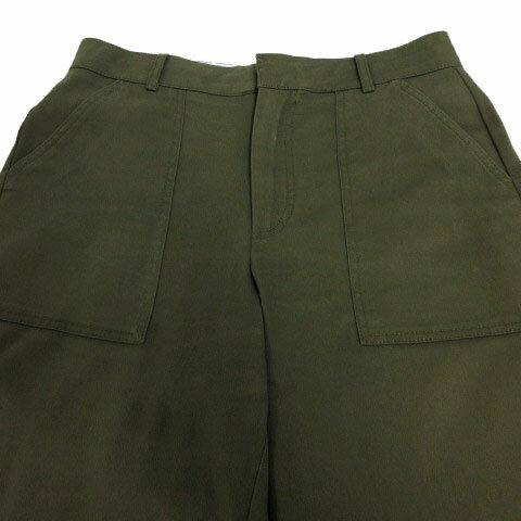 【中古】ザラ トラファルック ZARA Trafaluc パンツ ベイカーパンツ ストレート ワイド コットン混 カーキ S レディース 【ベクトル 古着】 230613