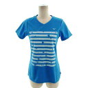 【中古】ミズノ MIZUNO Tシャツ アイスタッチ ICE TOUCH クロスVネック 半袖 ロゴプリント プリント 星 ブルー 青 水色 M レディース 【...