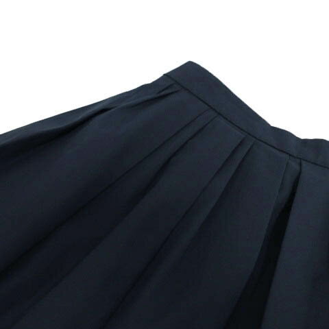 【中古】インデックス INDEX スカート プリーツ フレア ミディ丈 コットン混 ネイビー系 紺系 S レディース 【ベクトル 古着】 230719