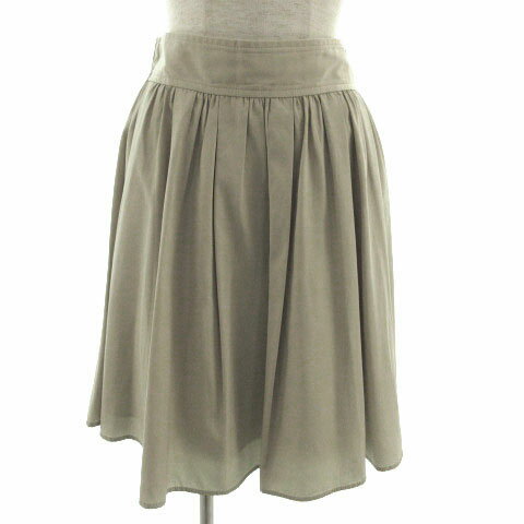 【中古】ナチュラルビューティーベーシック NATURAL BEAUTY BASIC スカート フレア ギャザー ひざ丈 ウエストゴム 半光沢 グレージュ系 S レディース 【ベクトル 古着】 230914