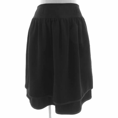 【中古】トゥービーシック TO BE CHIC スカート ギャザー フレア 裾ティアード ミディ丈 ブラック 黒 40 レディース 【ベクトル 古着】 231004