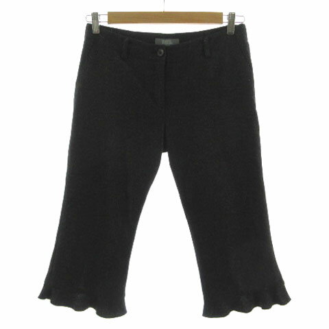 Wool - 【中古】フランコフェラーロ FRANCO FERRARO パンツ クロップド丈 裾フレア 日本製 ウール混 ラメ ブラック 黒 3 レディース 【ベクトル 古着】 230928