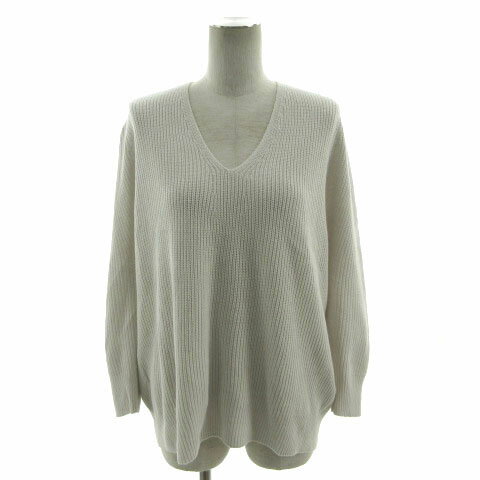 V-Neck - 【中古】クミキョク 組曲 KUMIKYOKU ニット Vネック 長袖 コットン混 グレージュ F レディース 【ベクトル 古着】 231005