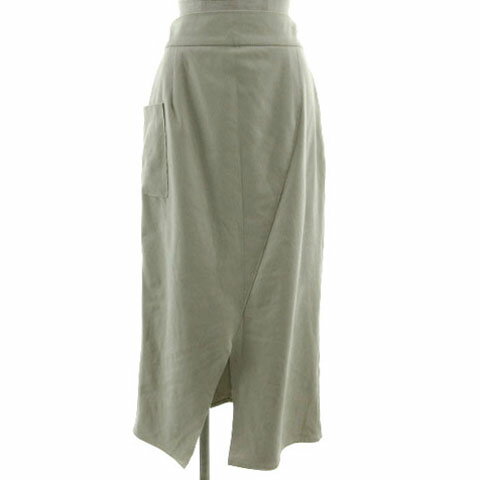 【中古】ディスコート Discoat スカート ストレート ロング丈 サイドポケット 裾スリット スウェード調 ウエストゴム ライトグレージュ L レディース ...