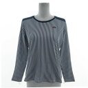 【中古】エレッセ ellesse Tシャツ 長袖 ロンT ロゴ刺繍 速乾 ストライプ ネイビー 紺 ホワイト 白 M レディース 【ベクトル 古着】 23122...