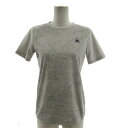 【中古】ルコックスポルティフ le coq sportif Tシャツ 半袖 速乾 ロゴプリント 総柄 グレージュ系 ホワイト 白 グリーン 緑 カーキ M レデ...