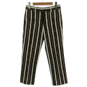 【中古】イザベル マラン エトワール ISABEL MARANT ETOILE パンツ スリム コットン混 ストライプ ブラック 黒 アイボリー パープル系 エ...
