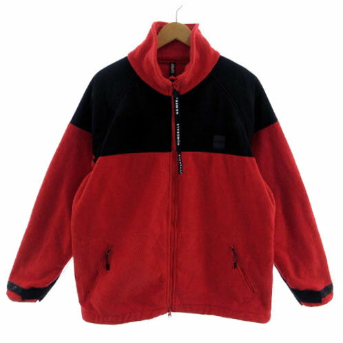 【中古】ヌメラルズ NUMERALS ボアフリースジャケット スタンドカラー 切替え ロゴ...