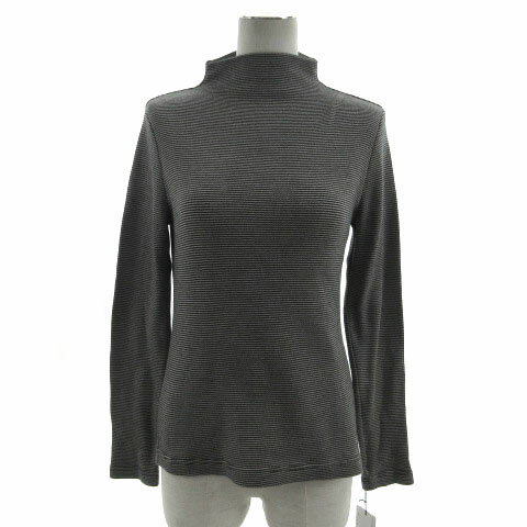 【中古】未使用品 アルバッシュ albachez ニット オフネック 長袖 コットン 日本製 ボーダー ブラック 黒 グレー 38 レディース 【ベクトル 古着】 240221