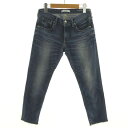 【中古】レッドカード RED CARD ジーンズ デニム スリム Anniversary 20th Crop ユーズド加工 裾カットオフ ストレッチ 日本製 コ...