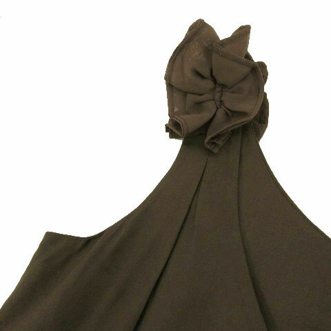 【中古】アンレリッシュ UNRELISH ワンピース ノースリーブ ショルダーフリル ひざ丈 裾ティアード カーキ ブラウン系 茶系 38 レディース 【ベクトル 古着】 240330