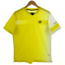 【中古】セルジオタッキーニ SERGIO TACCHIN Tシャツ ロゴ刺繍 半袖 速乾 グラデーション 配色 イエロー 黄色 ホワイト 白 M メンズ 【ベク...